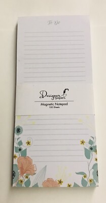 New Floral Pad Magnetic Notepad  To Do  on Top 100 Lined Pages Designer Papers
