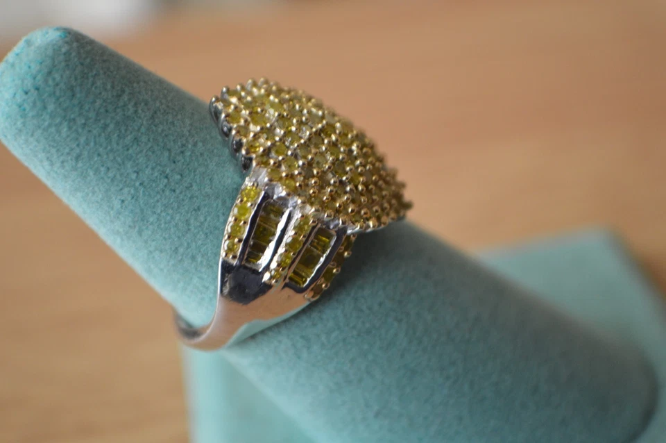 2.00ct Natural Yellow Diamond Ring 14K Yellow Gold over Sterling Silver Size 8 - Image 3 of 4