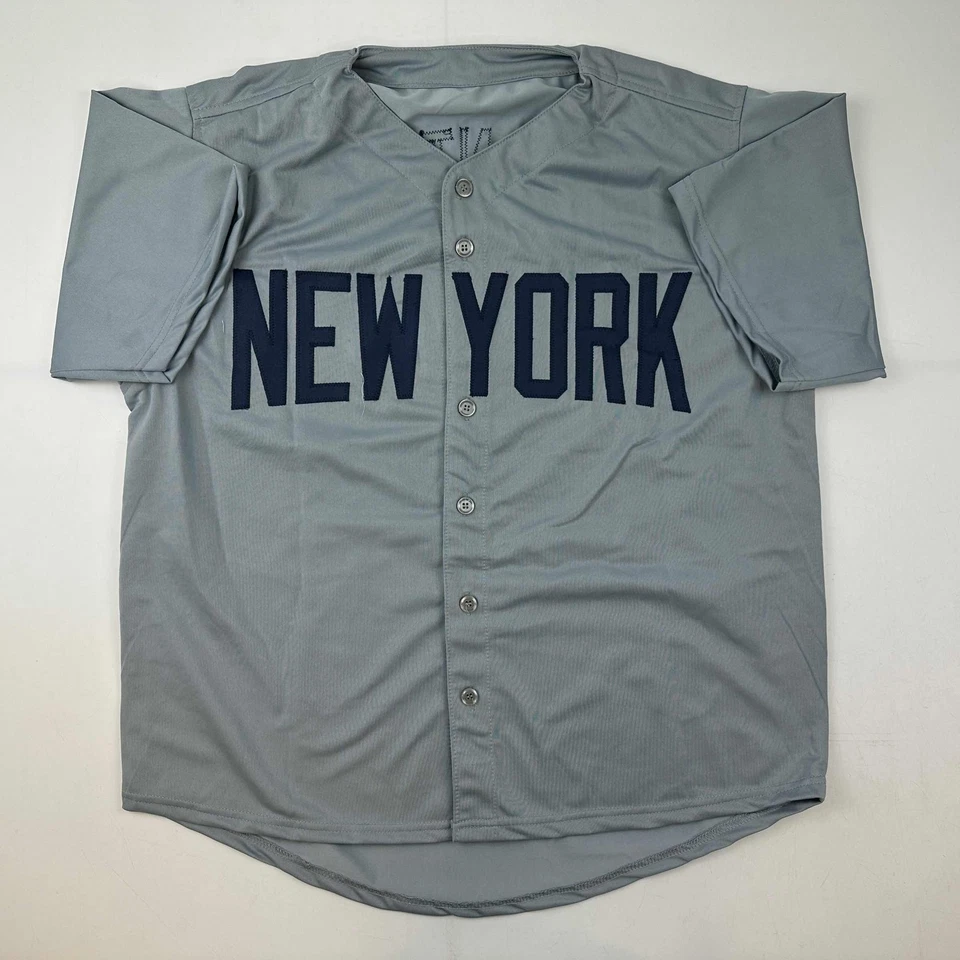 Camiseta deportiva facsímil autografiada Mickey Mantle New York gris reimpresión talla XL para hombre Foto 3 de 4