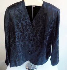 Anne Crimmins for UMI Collections Size 14 Jacket Blazer Black on Black Silk