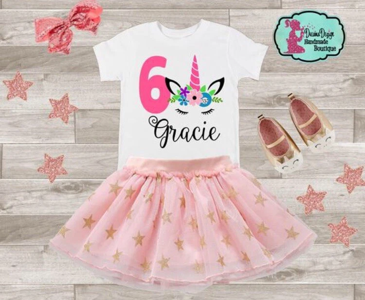 Unicorn 6th Birthday Shirt- girl’s birthday shirt- 6th Birthday- Personalized - Image 2 of 2
