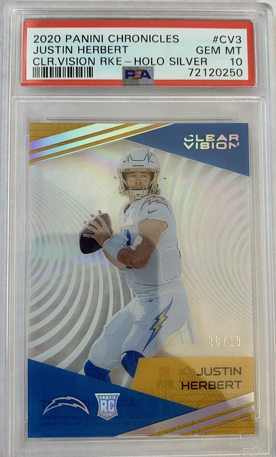 Justin Herbert Panini Chronicles Clear Vision Rookies #CV3 Holo Silver