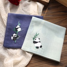 Panda Bestickt Baumwolle Taschentücher Chinesischer Stil Tasche Quadratisch