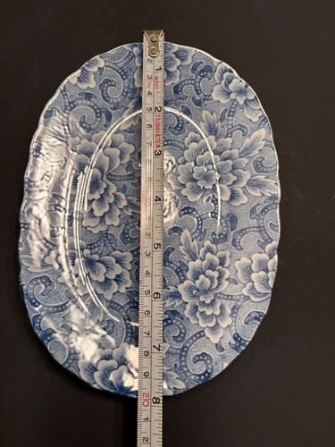 💐SALE Japanese Porcelain Plate Dish Vintage Blue Flower Design Oval 8” x 5 1/2” - 第 5/9 張圖片