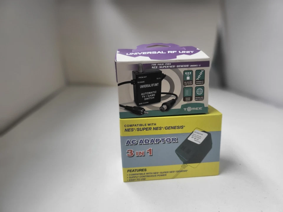 RF RFU Cable TV Switch BOX+ AC Power Adapter for 8 Bit NES Nintendo NEW IN BOXES - Image 3 of 3
