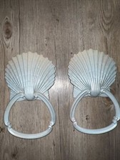 Set 2 Homco Sea Shell Towel Ring Holder Syroco 70s Beach Ocean Ombre Decor