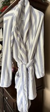 VICTORIAS SECRET COZY SHORT PLUSH BATH ROBE ICED MAUVE STRIPED MED/LARGE