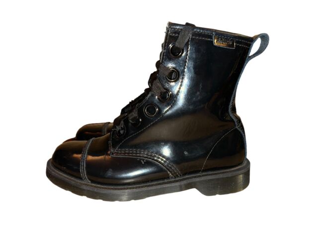 Dr. Martens Grace Black Patent Leather Capper Boots Size 9 Ribbon Laces