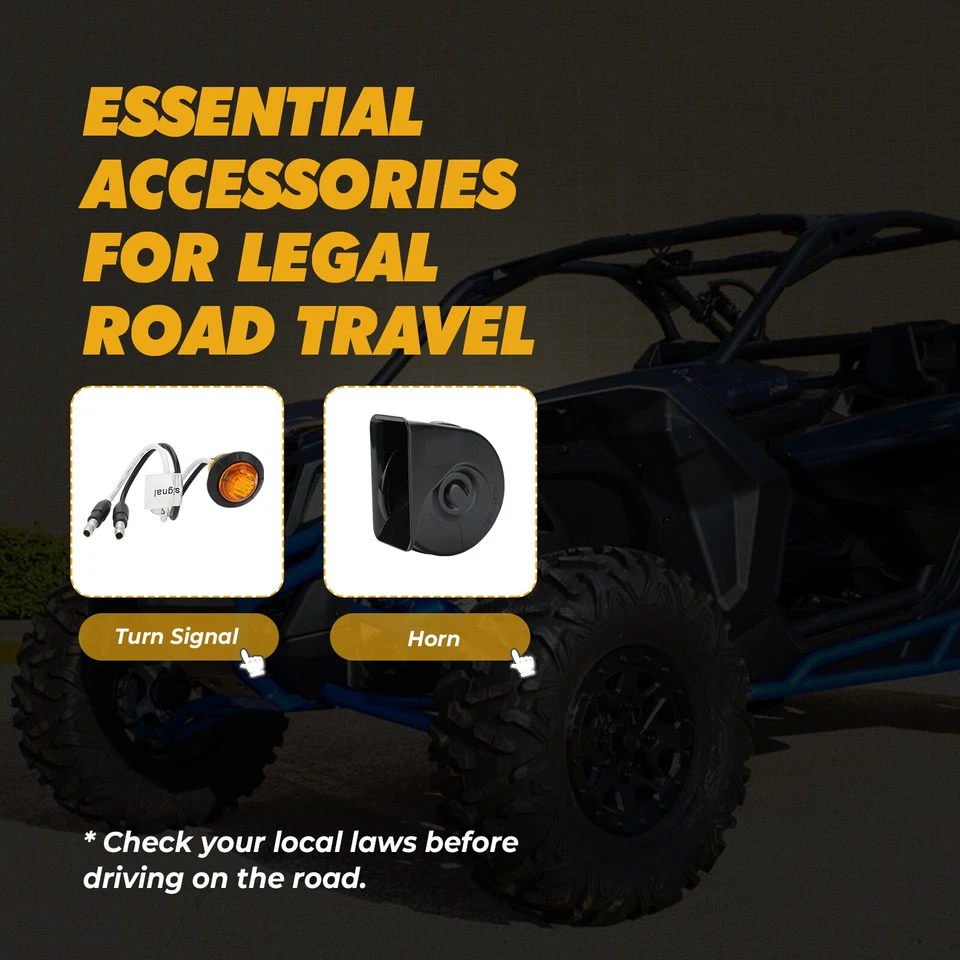 Luz de señal de giro LED UTV bocina calle legal para Polaris Ranger XP 1000 RZR 12V Foto 3 de 4