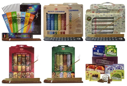 Hem Incense Sticks Variety Pack And Trumiri Holder Bundle For Yoga Meditation