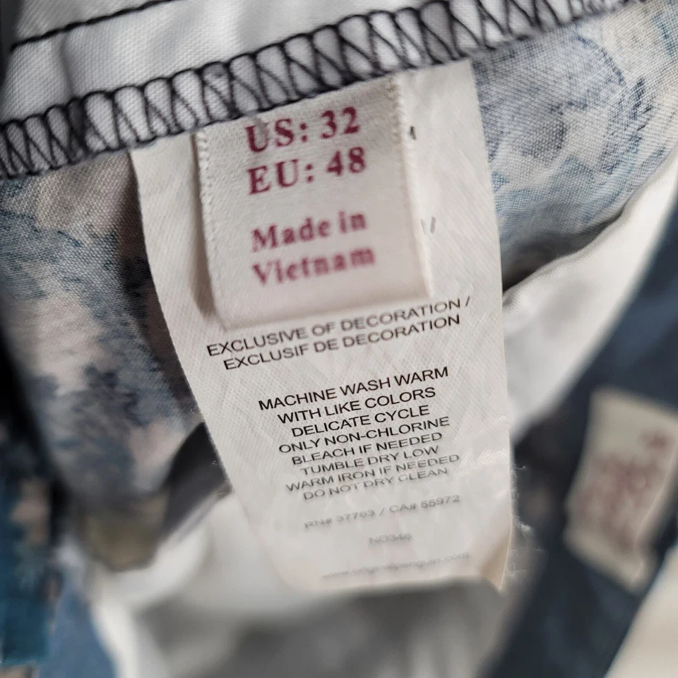 Pantalones Cortos Informales Original Penguin Para Hombre Talla 32 Patrón de Hojas Foto 4 de 4