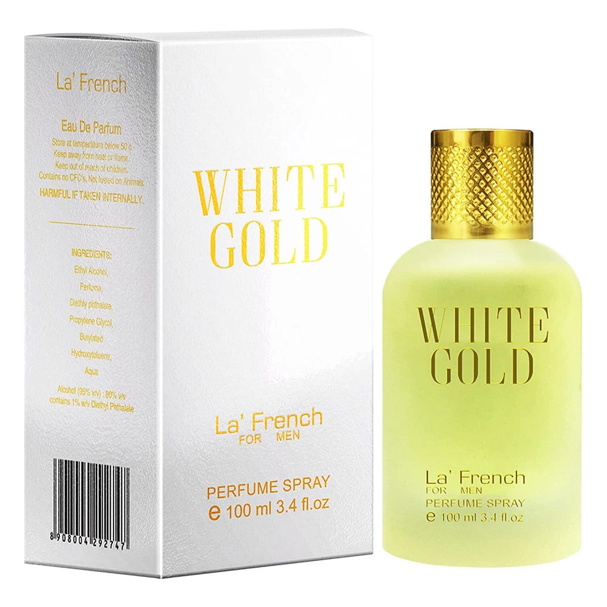 La French White Gold Perfume for Men 100ml Eau De Parfum Gift Set Pack of 1
