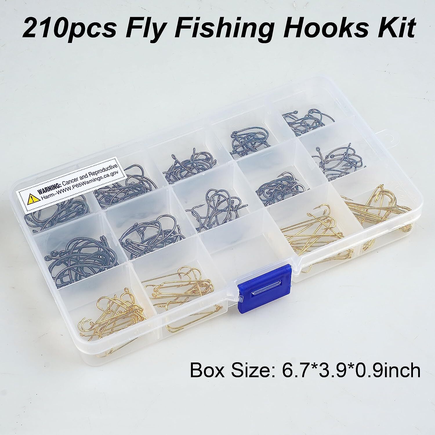 210pcs Fly Fishing Hooks Kit Dry Wet Curved Nymph Caddies Flies Fly