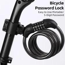 WEST BIKING Bicycle E-bike Steel Cable Lock 5 Digit Code Portable Bike Lock 1.2m
