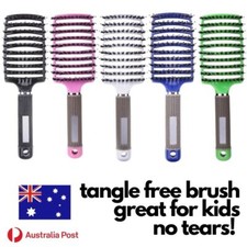 Professional Curved Hair Brush Massage Hairbrush Paddle Detangling Happy Kids