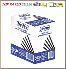 Hefty Unwrapped Plastic Sipper Stirrer Straws, 7", 5000 ct.