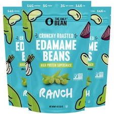 The Only Bean Edamame Dry Roasted Low Carb Snacks Ranch Vegan Gluten Free Sna...