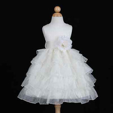 IVORY TIERED PRINCESS PAGEANT WEDDING FLOWER GIRL DRESS 12M 18M 24M 2 3/4 6 8 10
