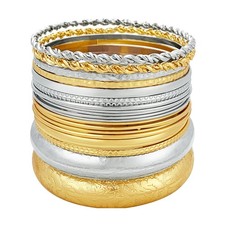 YBMYCM 10Pcs Gold-plated Bangle Bracelet Set for Women Multi Layer Stackable ...