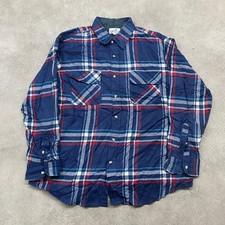 Reef Sport Shirt Mens XL Vintage Plaid Check Long Sleeve Button Up, Navy