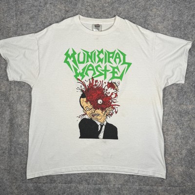 Vintage Municipal Waste T Shirt Mens XL 23 x 28 Head Explosion Thrash Metal Gore