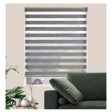  Zebra Roller Shades, Dual Layer Roll Up Blind Grey Max Height 72" x Width 20" 