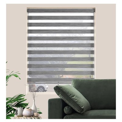  Zebra Roller Shades, Dual Layer Roll Up Blind Grey Max Height 72'' x Width 20'' 