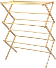 Wooden Clothes Drying Rack Laundry Collapsible Folding Bamboo Laundry Drying