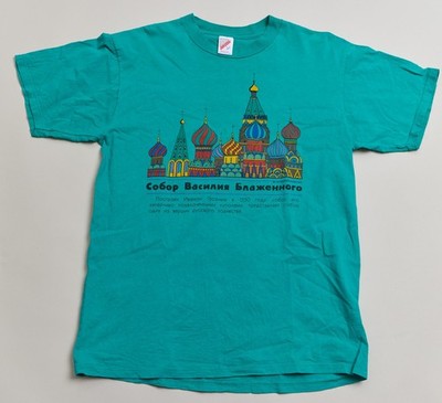Vintage 90s St. Basil's Cathedral Moscow Russia T-shirt Men's Large Made in USA