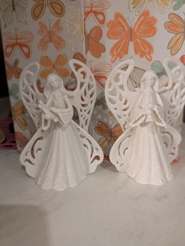 Pair Of 8" Porcelain Angels