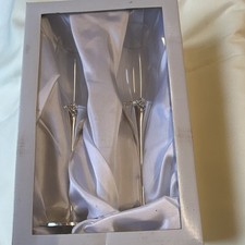 Clear Stemmed Glass Champagne Flutes Set of 2 - Drinking Glassware