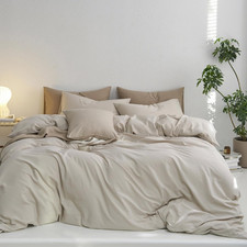 100 Washed Cotton Duvet Cover Set King Size Soft Thick Bedding Ultra Soft Bre