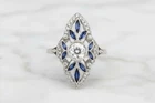 Old CZ Edwardian Art Deco Milgrain Antique Vintage Ring Wedding ring In Silver