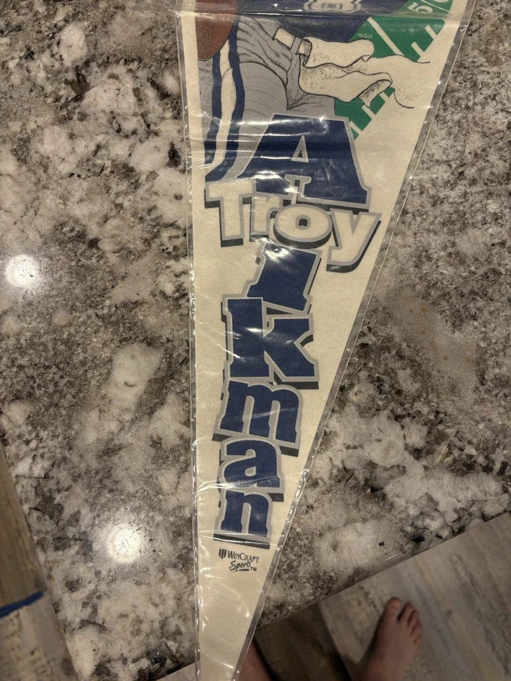 Vintage 90s Troy Aikman Dallas Cowboys Pennant In Sleeve VG - Image 3 of 4
