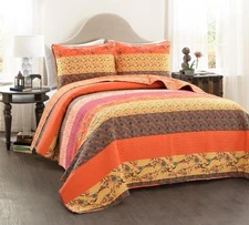Lush Decor Royal Empire Reversible Cotton Quilt Set, 3 Piece Set Full/ Queen,