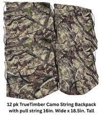 12-Pack TrueTimber™ Camo String Backpacks or Change Bag for team, party, gym