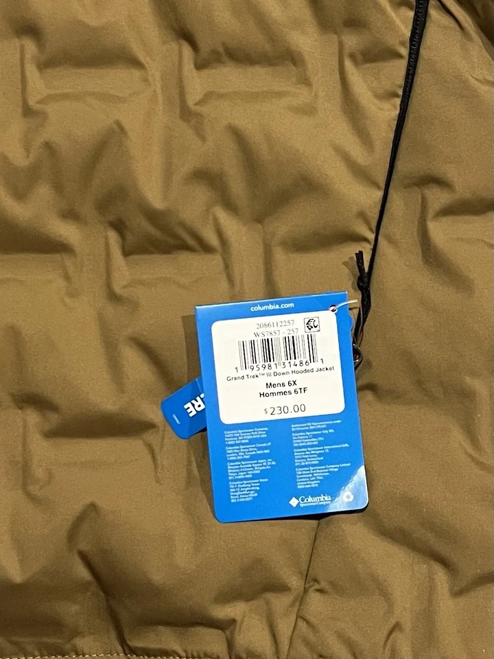 Size 6X Columbia Grand Trek™ III Down Hooded Jacket Big & Tall WS7857-257 - Image 4 of 4