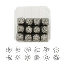 12Pcs Metal Stamping Tool Set 1/8 1/4'' 3mm 6mm , Steel Flower Punch Set Le...