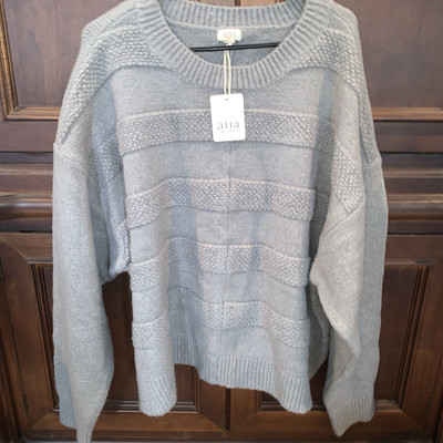 Women's A.N.A Sweater Long Sleeve Size 3X Cable Knit Grey