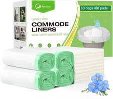 Commode Liners for Commode Liners with Absorbent Pads,60 Bedside Commode Liners,