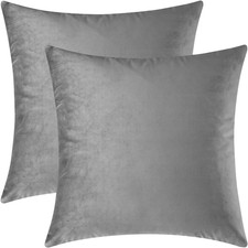 Set of 2 Cozy Velvet Square Decorative Throw Pillow Covers for Couch and Bed, Gr