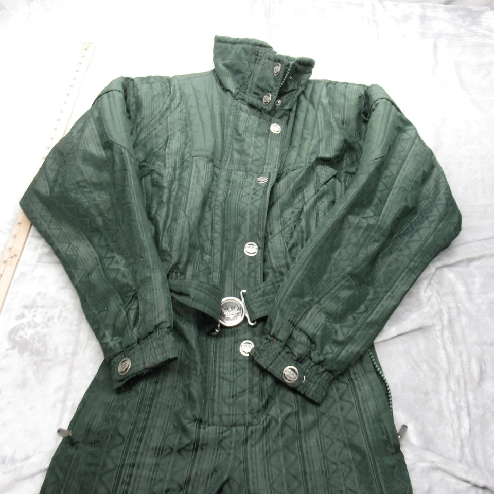 Traje de nieve Spyder para mujer 12 verde geométrico cremallera completa aislado impermeable de colección raro Foto 2 de 4