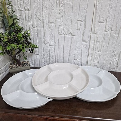 Große Vintage geteilte Servierplatten 3er Set Porzellan Meze Tapas Vorspeise 26 cm