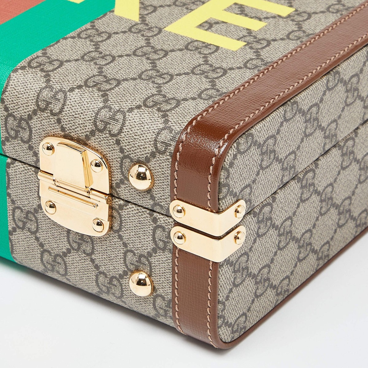 Gucci BrownBeige GG Supreme Canvas and Leather FakeNot Savoy