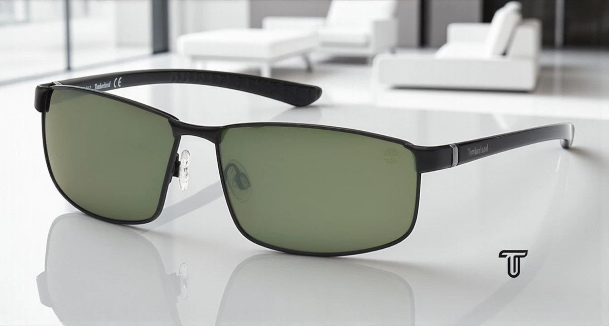 Timberland TB9035 02R Matte Black Green Polarized Metal 61 mm Men's Sunglasses