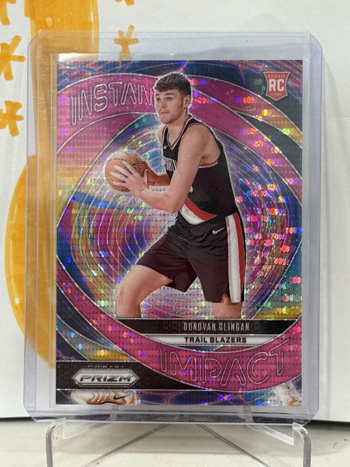 Donovan Clingan 2024-25 Panini Prizm Instant Impact #15 Pink Pulsar RC Prizm /42