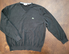 Lacoste Pullover Sweater Mens X-Large Size 6 Black V-Neck Casual Comfort XL