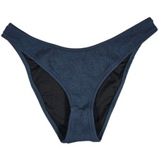 J. Crew Textured curved-waist cheeky bikini bottom in Navy M NWT