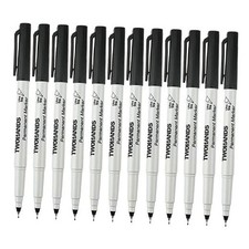 TWOHANDS Marcadores permanentes punta ultra fina negro, 0.02 in, 12 unidades |
