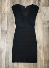 Bebe Women's XS Black V-Neck Sleeveless Bodycon Party Dress Sequin